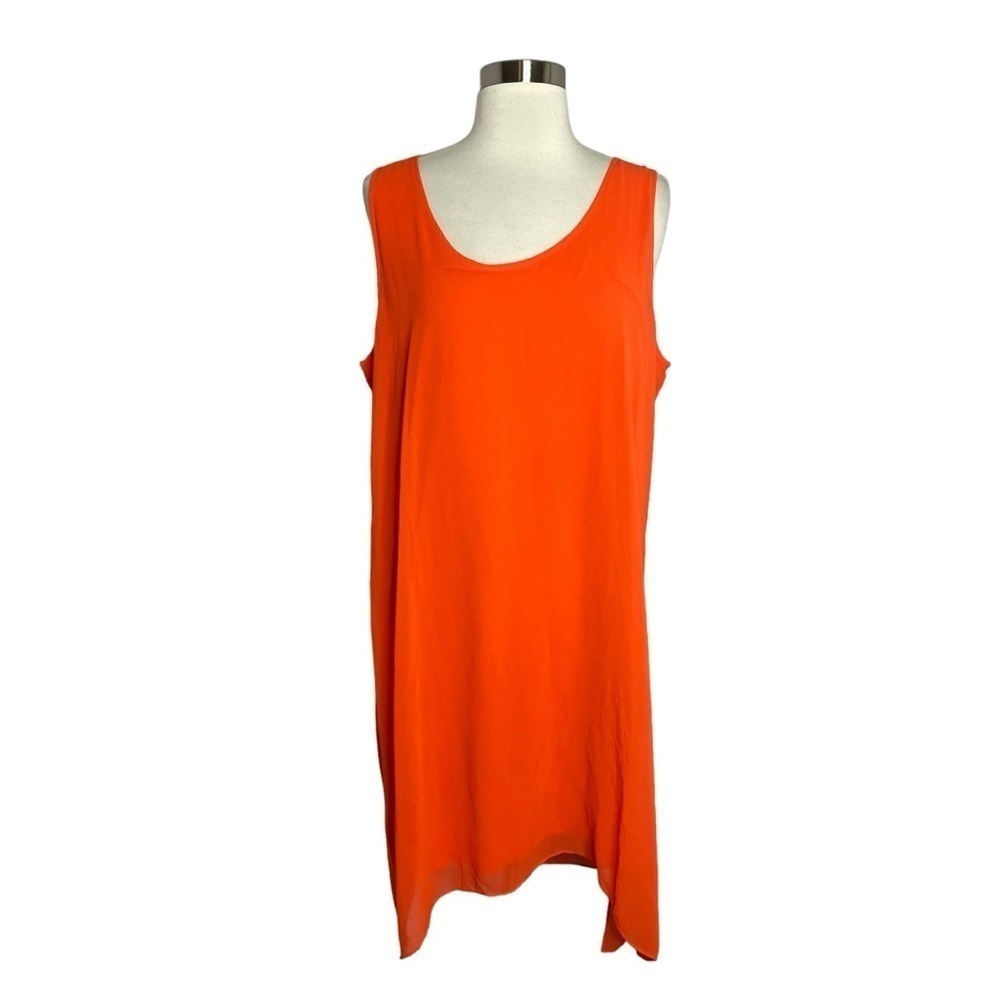Soft Surroundings Petite Large Bright Orange Sleeveless Dress